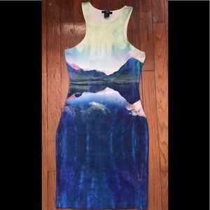 H&M X Beyoncé 2012 collection Printed Racerback Cutout Bodycon Dress sz XS